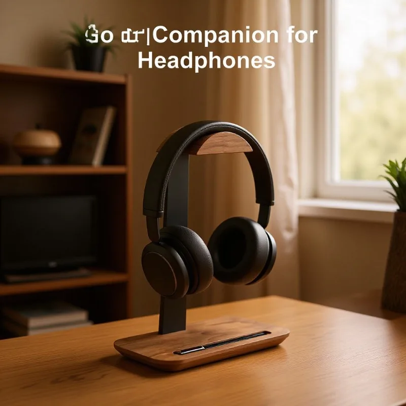

Wooden Universal Headphone Stand Aluminuim Alloy Headset Holder Aluminum Earphone Display with Pen Slot Desk Organizers