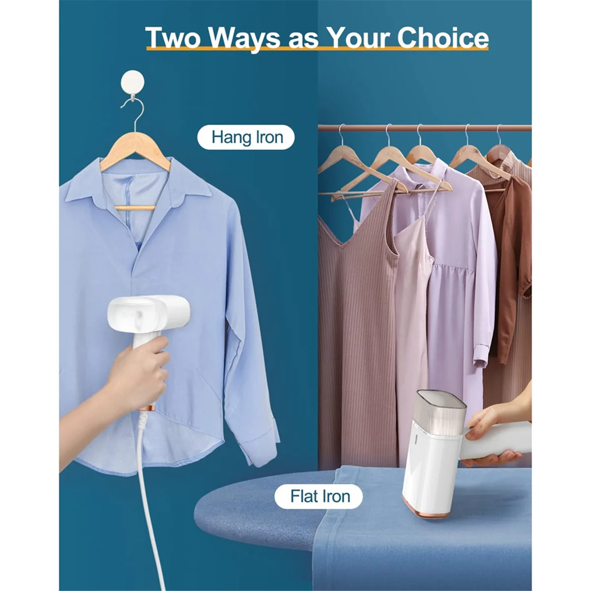 

A65Z Steamer for Clothes Portable Clothes Steamer Fast Heat-Up Garment Steam Iron for Clothes Removes Wrinkle US Plug