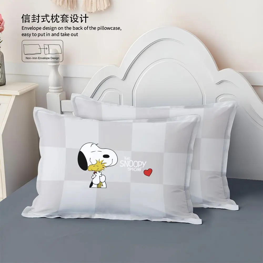 Original Double-sided Cotton Snoopy Four-piece Set 100% Cotton Cartoon Children's Bed Sheet Quilt Cover Pillowcase