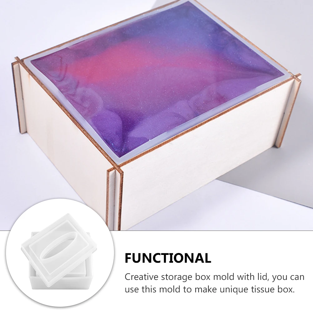 

1 set 1 Set Crystal Epoxy Mold Tissue Box Diy Silicone Storage Box Mould Durable Craft Tissue Holder Gift Jewelry Handicraft
