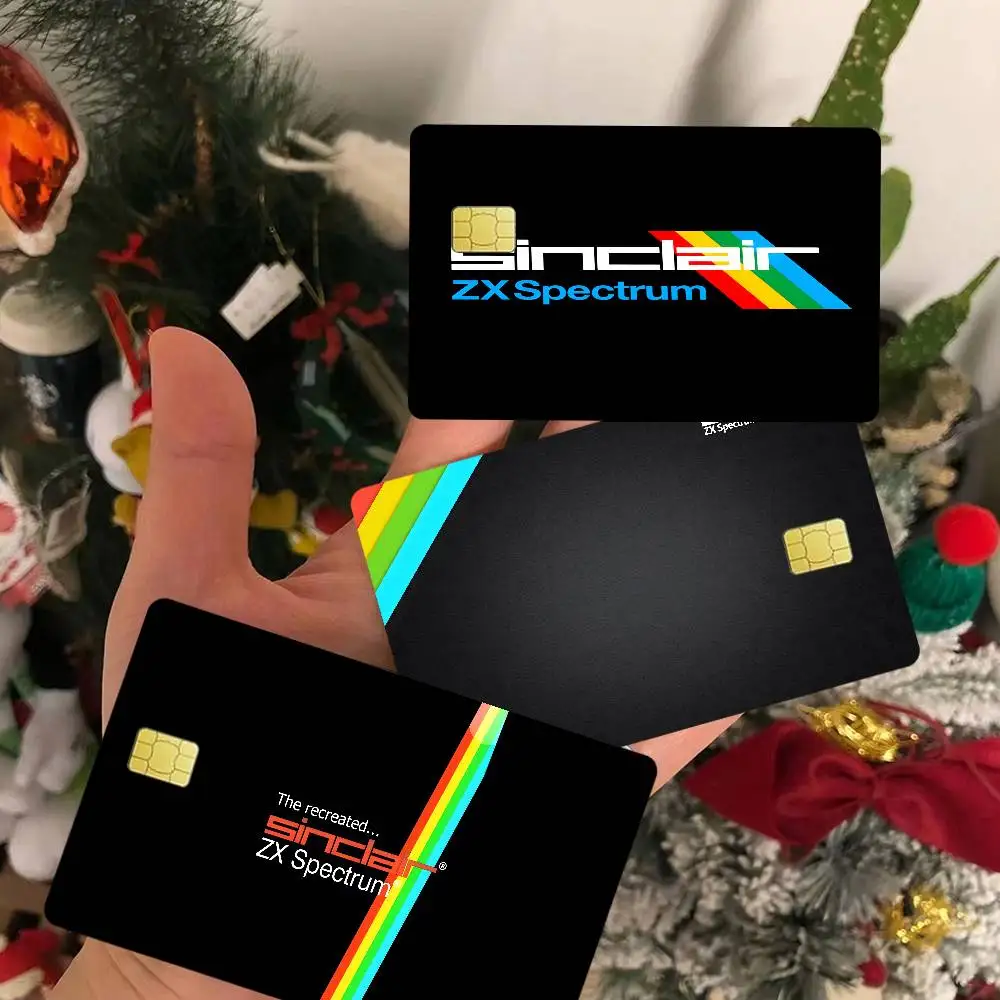 Vinilo Adhesivo Retro de la Serie Sinclair ZX Spectrum, Diseño de Dibujos Animados, Color Dorado Mate, Plateado, Negro Mate, para Tarjetas Bancarias, de Crédito y Débito