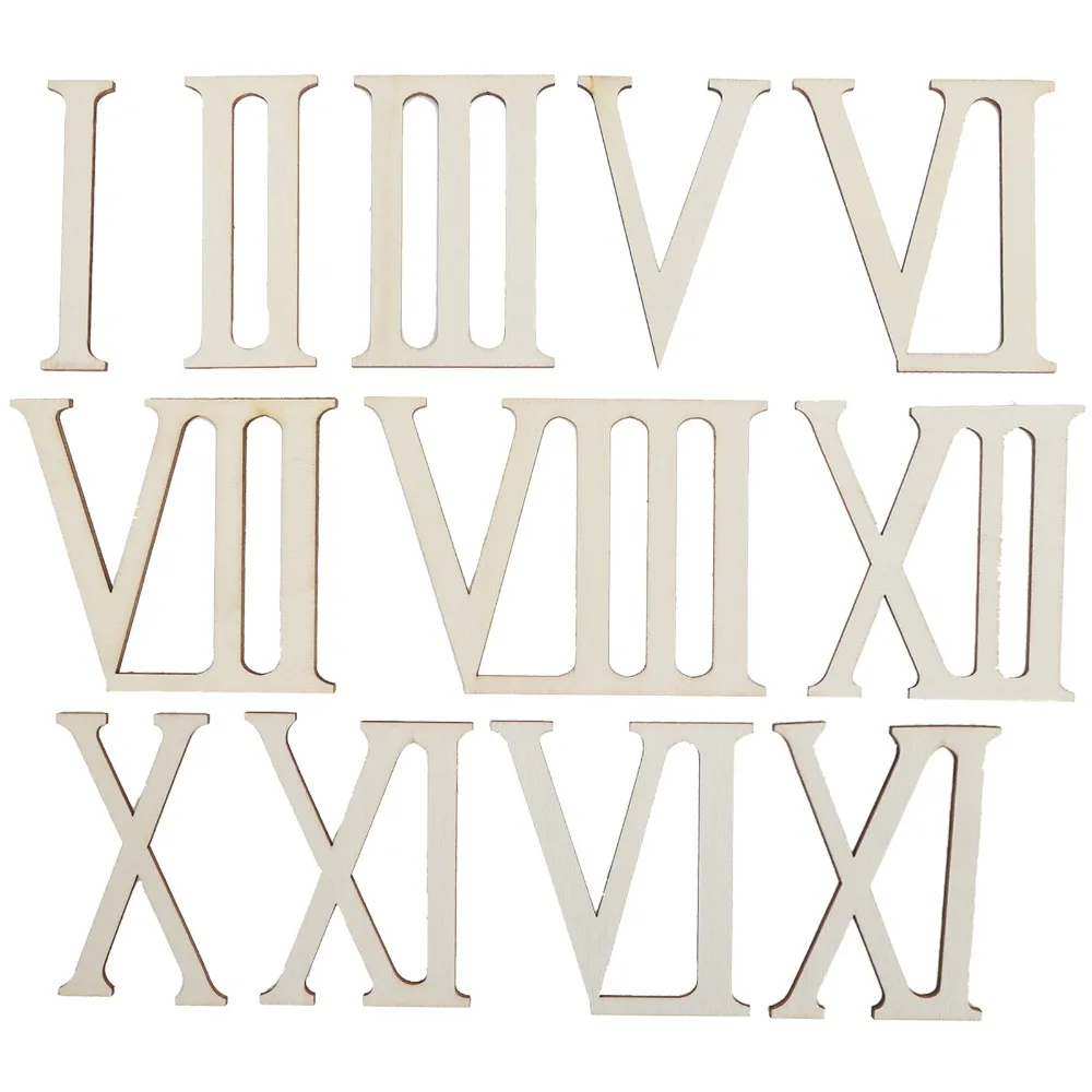 12pcs 7CM Wooden Roman Numerals Self Adhesive Vertical Bars Wood Craft Decorations Wooden Chips DIY Digital Clock