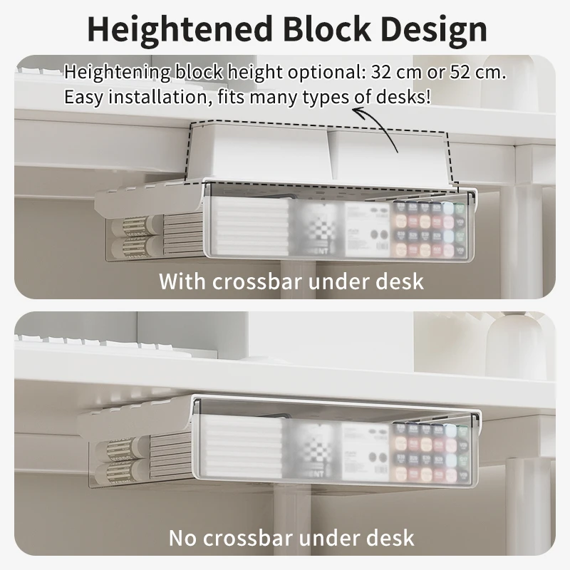 Under Desk Organizer Drawer Suitable For Storing Data Cable Charger Headphone Paperclip Easy Install For Office Desk