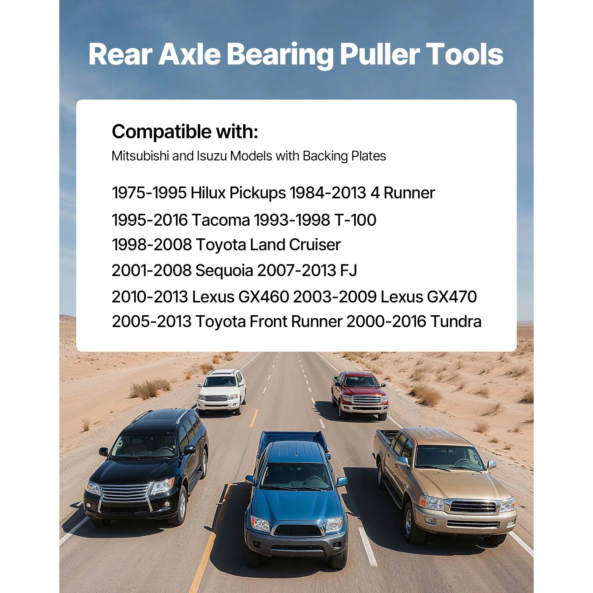 SucceBuy Rear Axle Bearing Puller Tool Compatible w/ 1998-2008 Toyota Land Cruiser 1995-2016 Tacoma 1993-1998 w/ Backing Plates