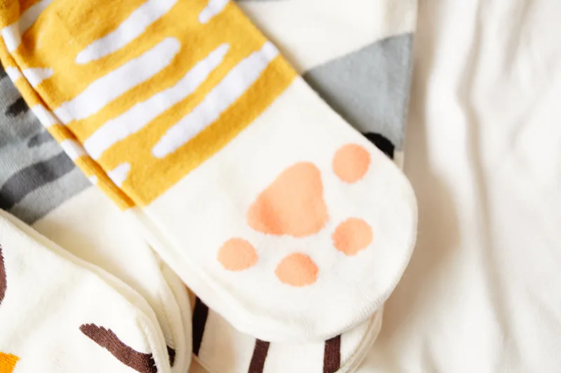 Chaussettes japonaises en forme de patte de chat pour femmes, chaussons souples et mignons en polymères de viande de chat pour filles