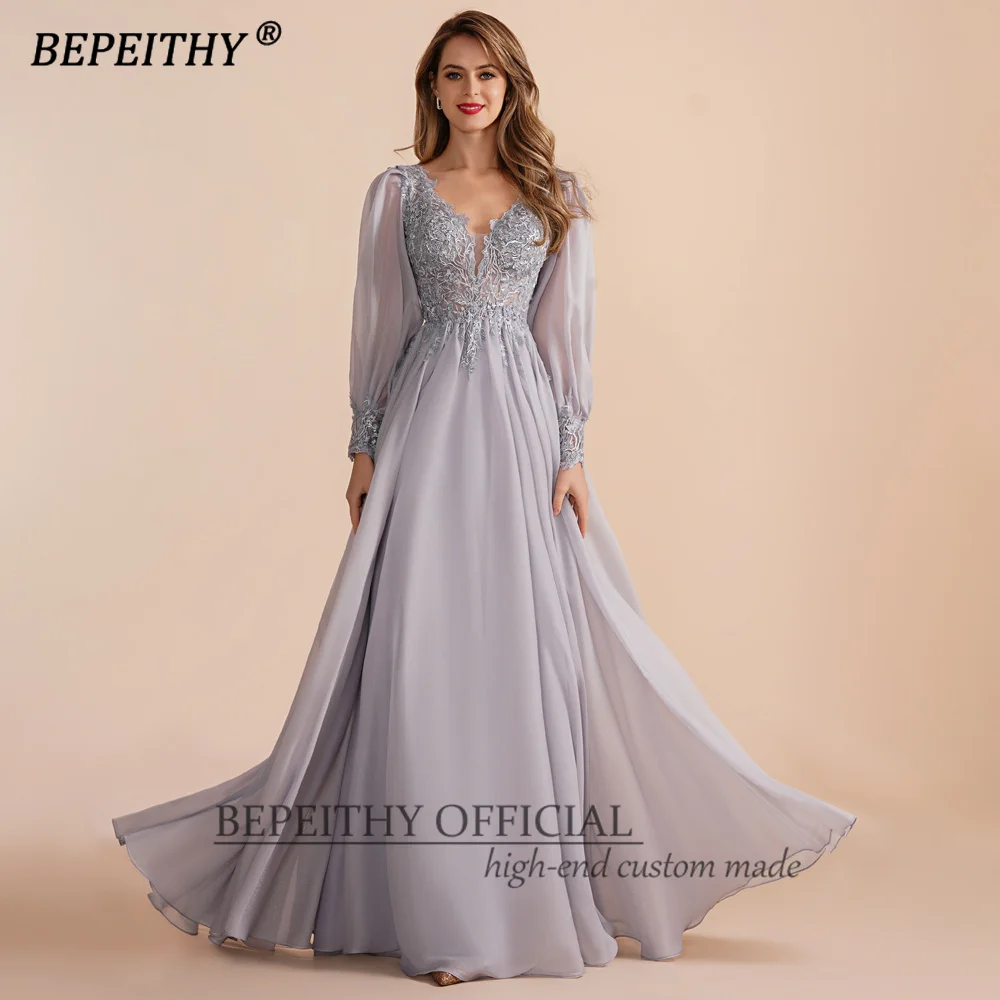 BEPEITHY Customized Vintage A Line Long Evening Formal Occasion Dresses Latern Sleeves Lace Elegant Party Gown For Women 2023