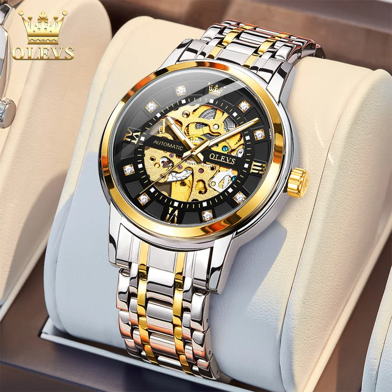 OLEVS Top Brand Automatic Watches for Man Original Skeleton Waterproof Stainless Steel Elegant Mechanical Men's Wrist watch 9901