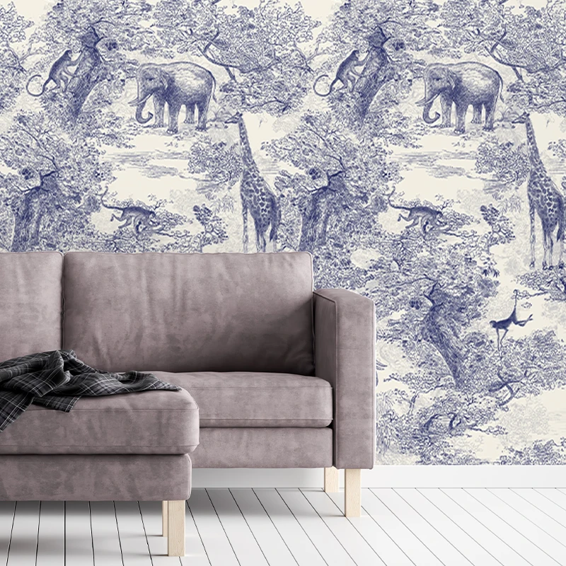 

Zeeko Custom Mural Self-Adhesive Jungle Wallpaper Peel And Stick Wall Mural Living Room Decor Waterproof Wall Painting Wallpaper