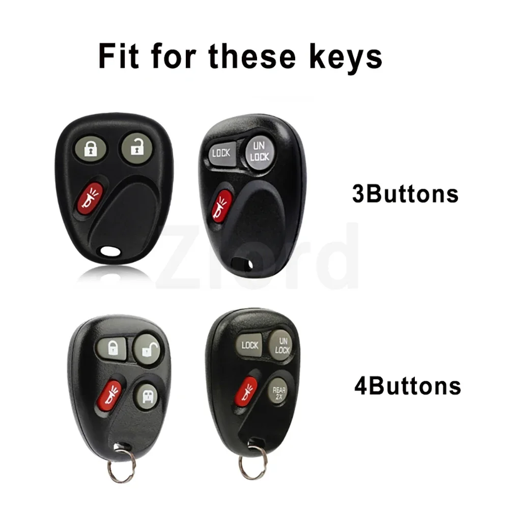 For LHJ011 for 2003 2004 2005 2006 Chevy Tahoe Suburban Silverado Avalanche Equinox SSR 3 4 Buttons Key Fob Cover Car Keychain