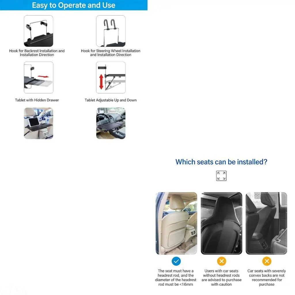 

G7NA Портативный поднос для подголовника заднего сиденья на рулевом колесе для путешествий