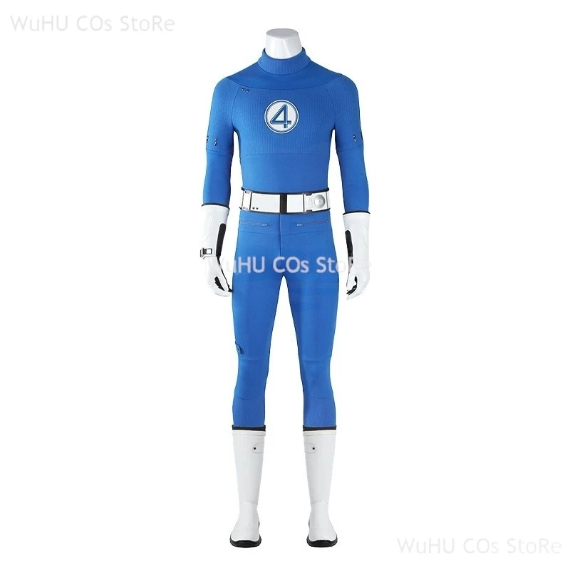 Movie Fantastic Cos Four Reed Richards Cosplay Costume Blue Jumpsuit Fullset Superhero Zentai Party Invisible Man Jumpsuit Cos