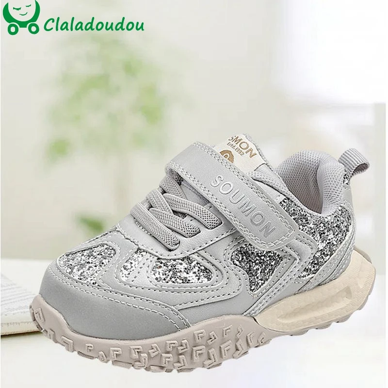 Brand Girl's sneakers 2024 New Silver Pink Bling Girls' shoes For Autumn 0-6Years Kids Casual Shoes Baby Running Shoes