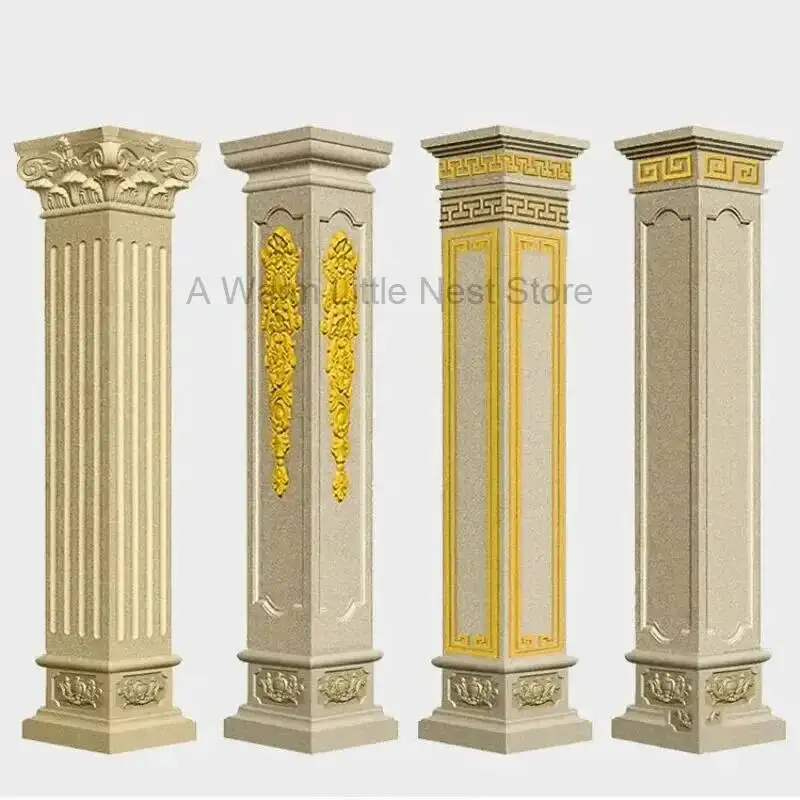 Nordic Villa Exterior Wall Garden Decorations Thickened ABS Square Roman Column Molds Gate Cement Square Column Building Decor M