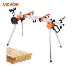 VEVOR 100in Collapsible Miter Saw Stand with One-piece Mounting Brackets Sliding Rail 500lbs Load Capacity for Cutting Works