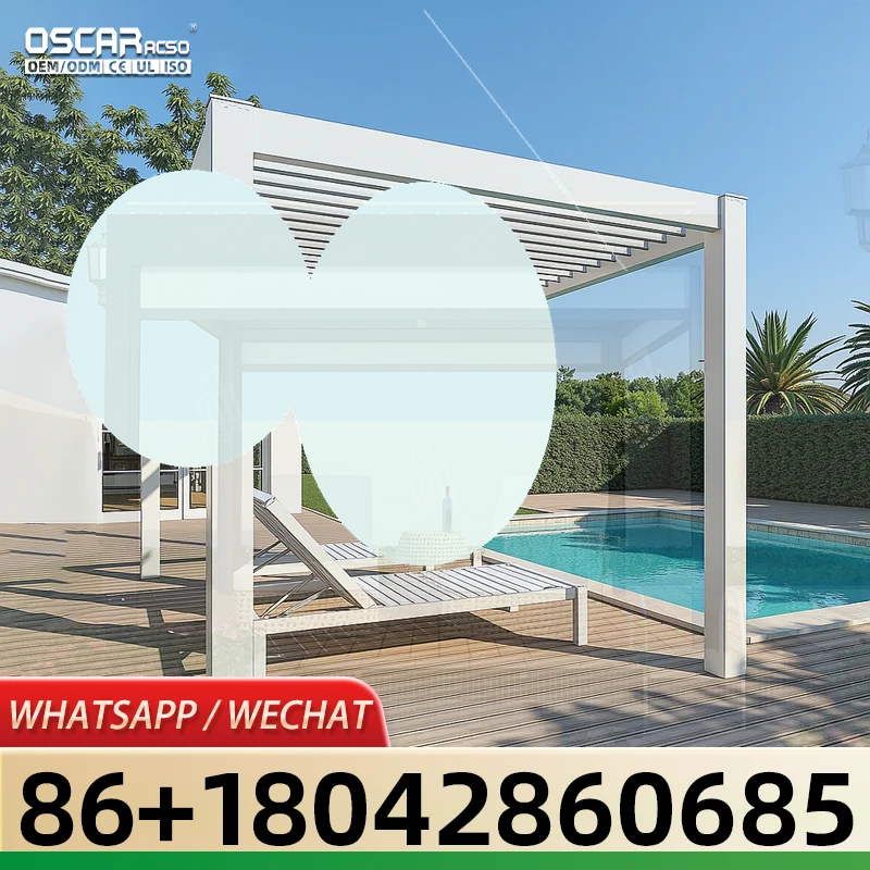 4x3 3x4 Motorized Electric Aluminium Outdoor Pergola with LED Light for Backyard Patio Garden pergola