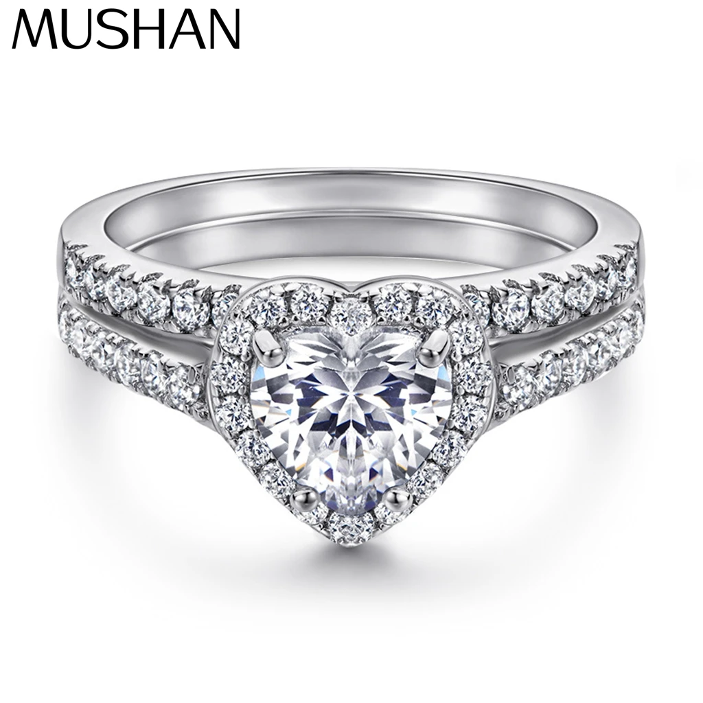 

MuShan Jewelry 925 Sterling Silver Simple Engagement Ring 7A Cubic Zirconia Rings Bands Anniversary Rings Bands Women Gift