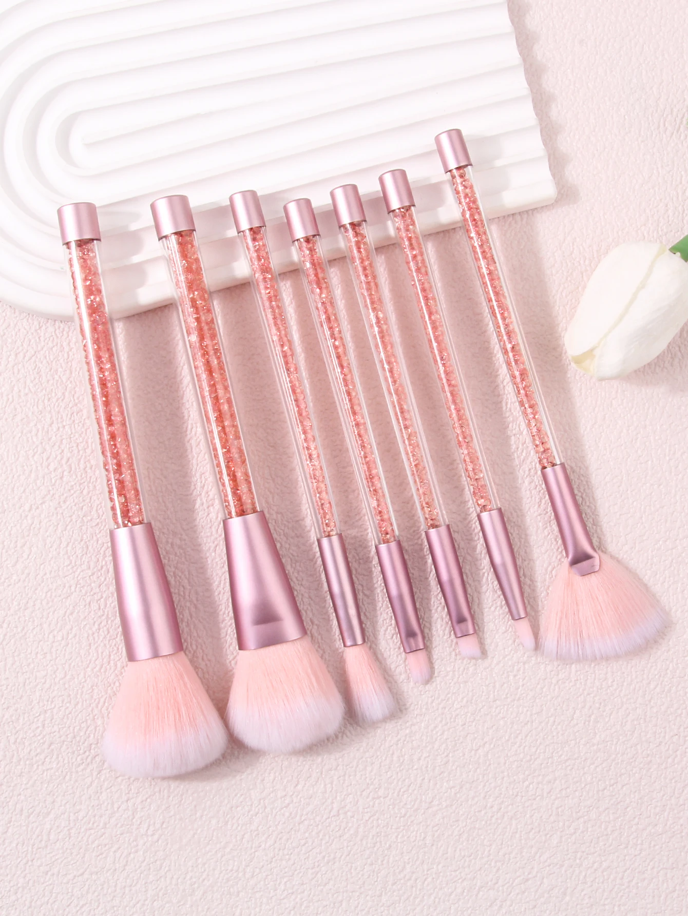 7PCS Luxury Bling Glitter Fluffy Diamond Make Up Loose Powder Brush