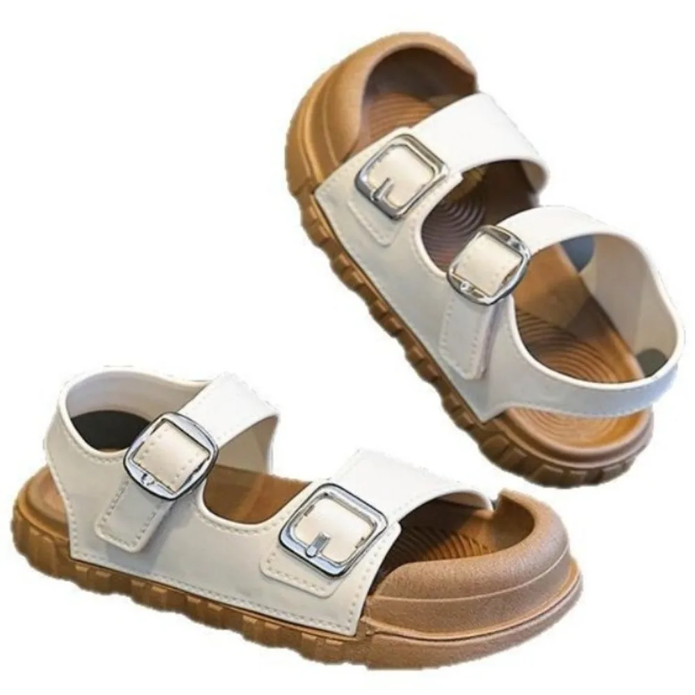 

1pair with Straps Children Sandals Anti-kick Soft Sole Infant and Toddler Sandals Anti-slip Solid Color Children's Shoes