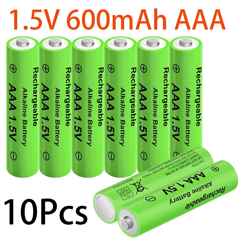 10Pcs AAA1.5V Battery 600mAh Rechargeable Battery Lithium Ion 1.5 V AAA Battery for Clocks Mice Computers Toys