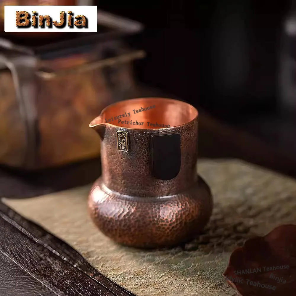 330ml Handmade Hammer Pattern Tea Pitcher Japanese Red Copper Heat-resistant Cha Hai Justice Cup Cofee Divider Tea Set Supplies
