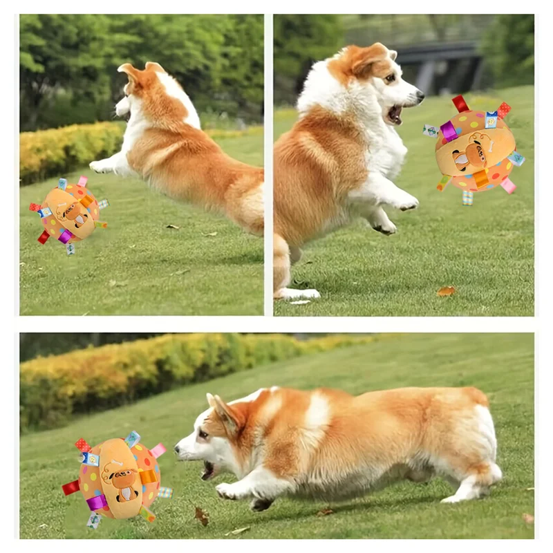 A88E-Bite Sound Resistant Plush Handle Interactive Ball Dog For Aggressive Chewing Training, Stress Relief