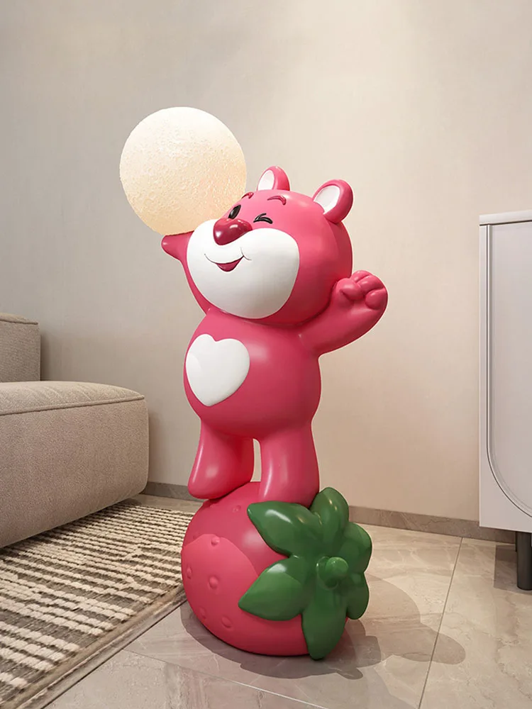 87cm Room Decor Lovely Bear Floor Decoration Statue Sculpture Luxury Living Room TV Cabinet Sofa Side Home Decoration Lamp Gift