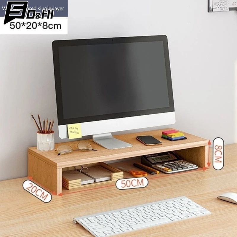 Desktop Computer Stand Monitor Bracket Office Laptop Stand Home Storage Rack Mini Wooden Desk Office Accessories