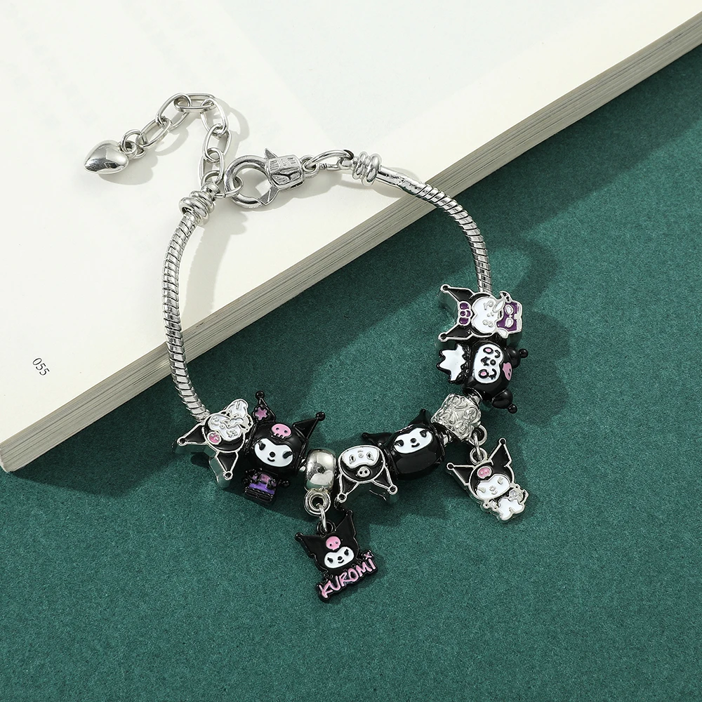 Kuromi Bracelet With Chain Silver Color Alloy Jewelry Creative Cartoon Birthday Gift