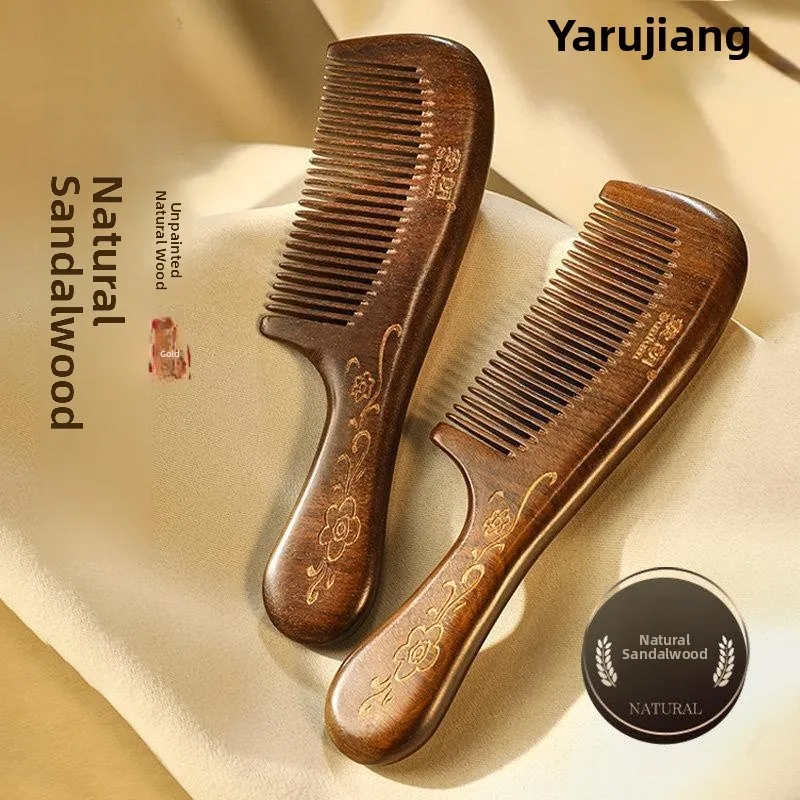 

Gold Thread Sandalwood Hair Comb Women's Special Peach Wood Anti-static Hair Care Scalp Massage New 2026 Prevent Hair Loss