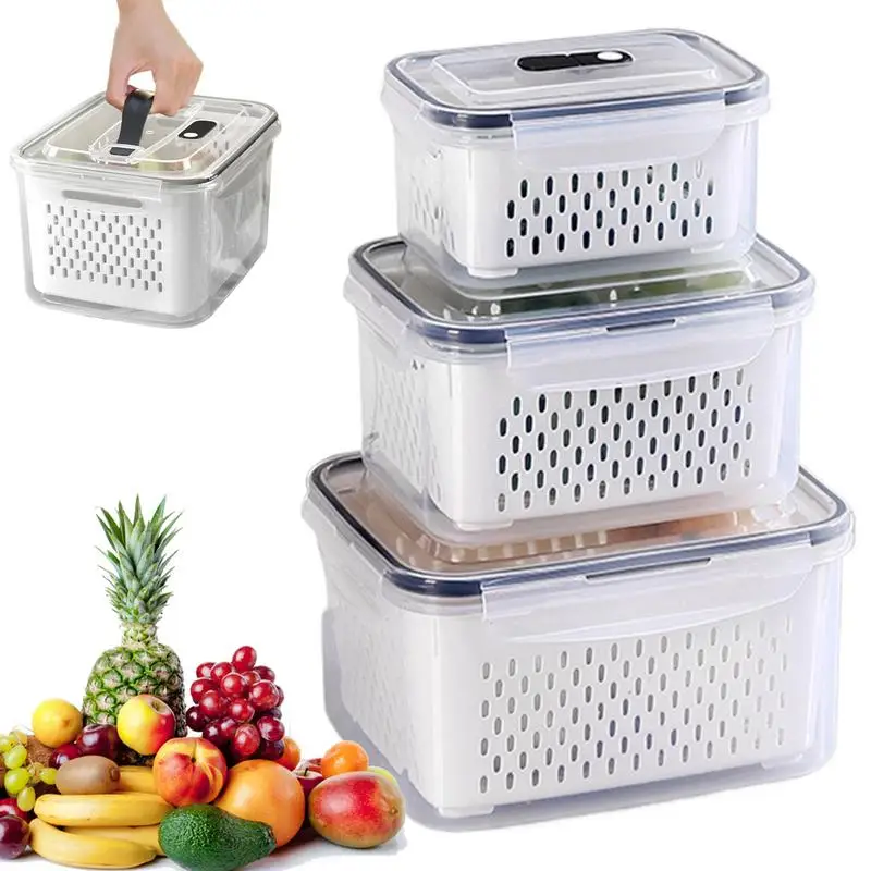 Fridge Storage Containers Refrigerator Organizers With Lids Handle Fruit Containers Refrigerator Organizer Bins Stackable Food