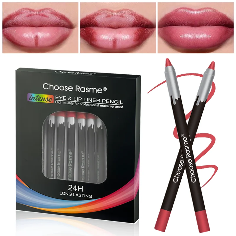 12-kleuren waterdichte matte lipliner rode contourverf lippenstift langdurige hydraterende lipmake-up