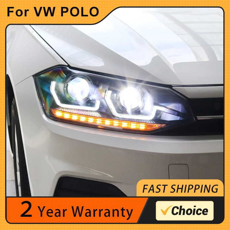 Car Light For VW Polo Virtus 2019-2022 New Polo LED Headlight Style Replacement DRL Daytime lights Lighthouse Projector Facelift