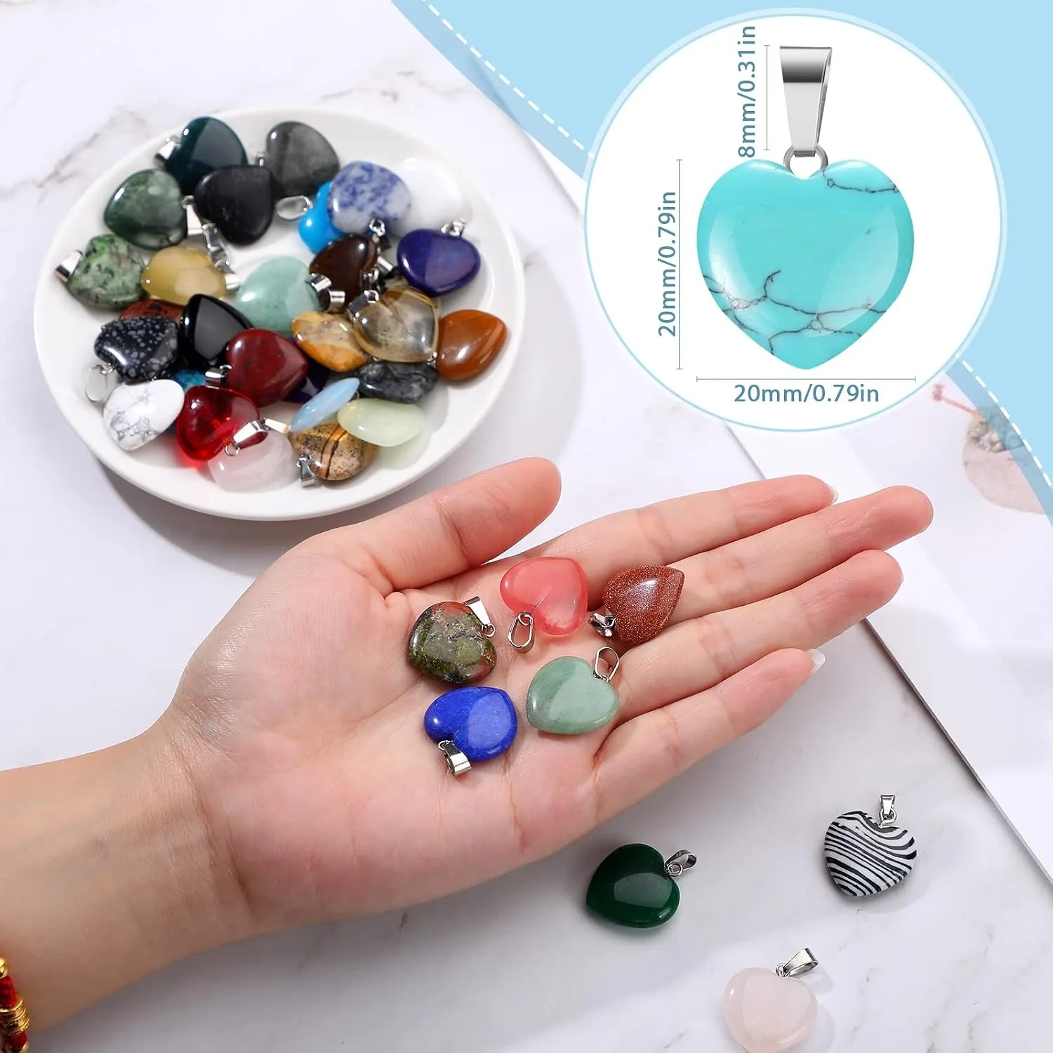 10/20/30PCS Natural Crystal Bulk Assorted Stone Pendant Charms