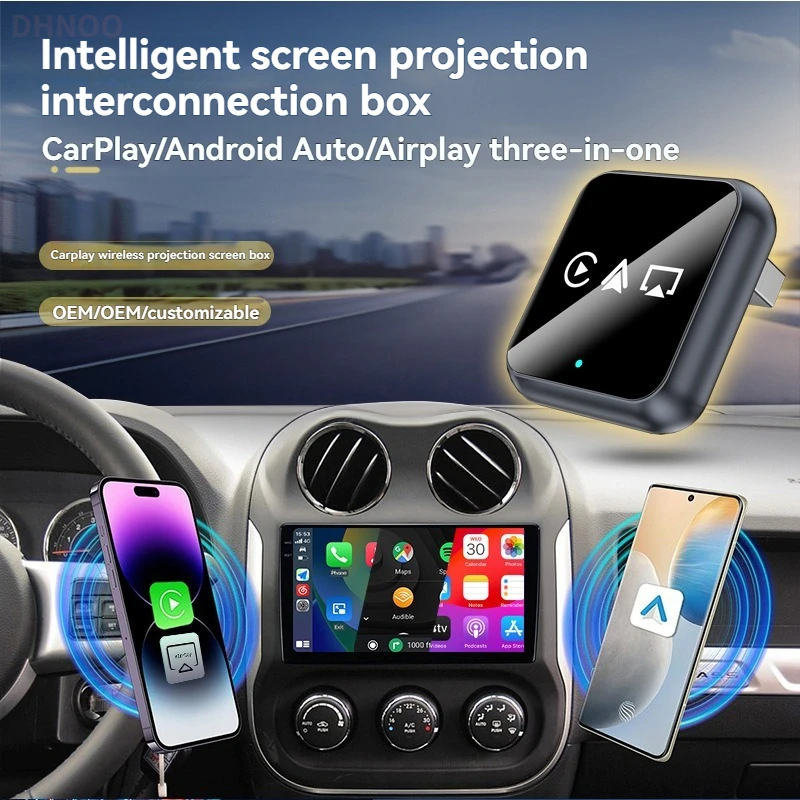محول Carplay اللاسلكي Android Auto لنظام Apple Airplay الذكي وشاشة عرض USB التوصيل والتشغيل التلقائي 3in1 Car Play