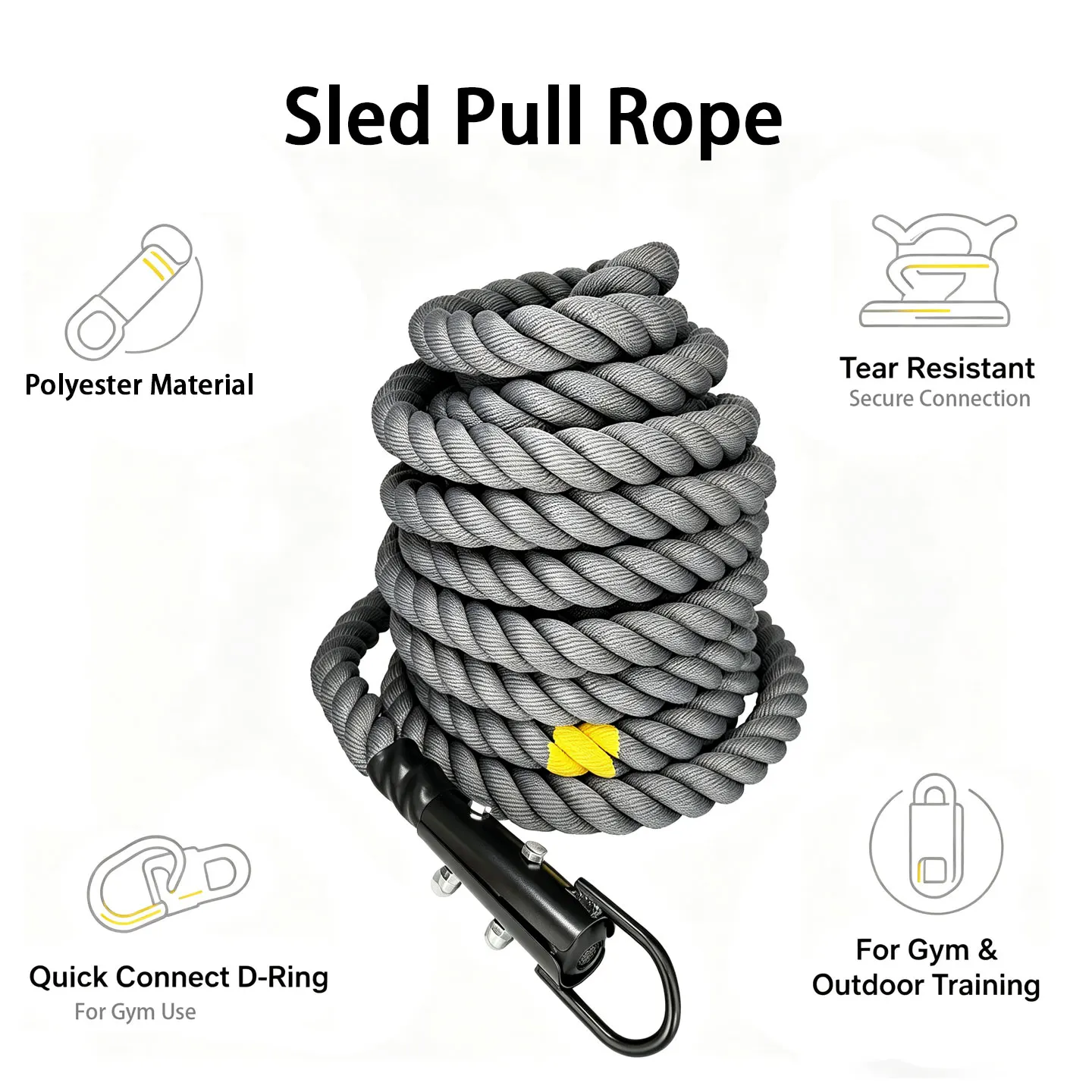 Sled Pull Rope，Fitness Sled Pull Rope，Track & Field Running Strength Training，Weighted Sled Pull Rope