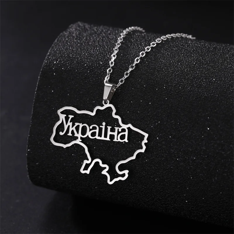 Mode Umriss Ukraine Karte Halskette Kette Halsband Hals Edelstahl Schmuck Ästhetische Halsketten Geschenke accesorios para mujer – Detail 34