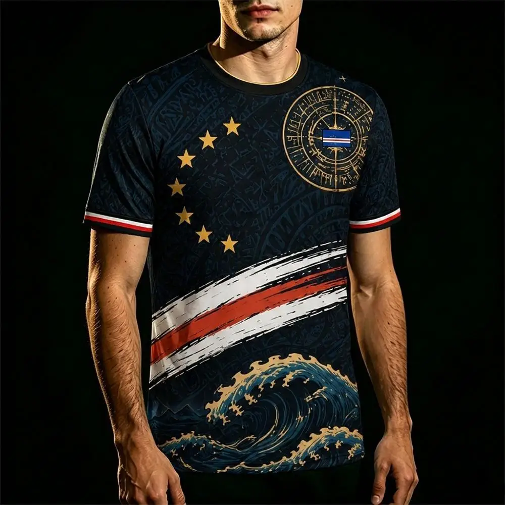 2026 New Cape Verde Flag Printed T-shirt Men And Women Quick Dry Breathable Outdoor Sports Jersey Summer Casual Football Tee