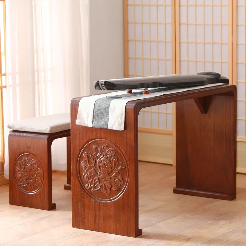 Solid wood guqin  stool antique Chinese calligraphy  guzheng table Zen Chinese calligraphy table tea table resonance p