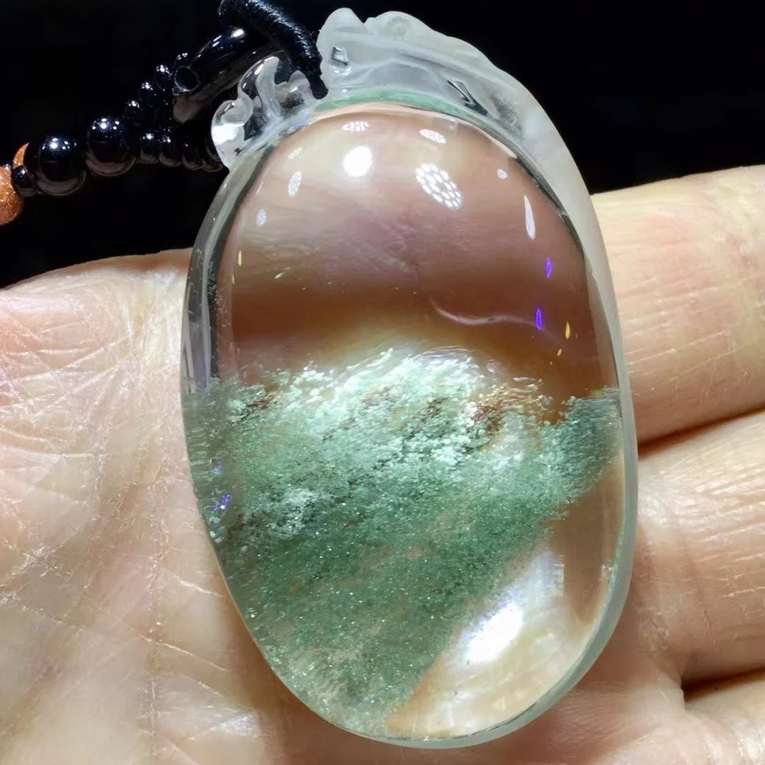 

Natural Green Phantom Quartz Pendant Brazil Women Men 45*28*17mm Oval Green Phantom Fashion Jewelry AAAAAA