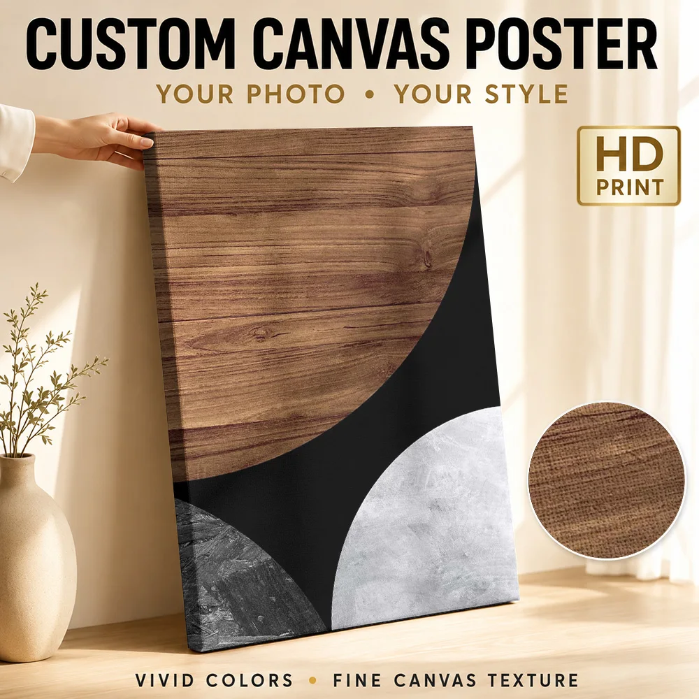 Wood And Stone Curved Forms Canvas Print Personalized Photo Abstract Wall Art For Studio Reading Corner, Interior Stylist Gift