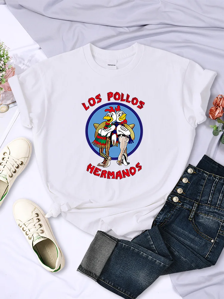 Funny Los Pollos Hermanos Printed Women's T-shirt Trends Casual Short Sleeve Street Hip Hop Tees Clothes