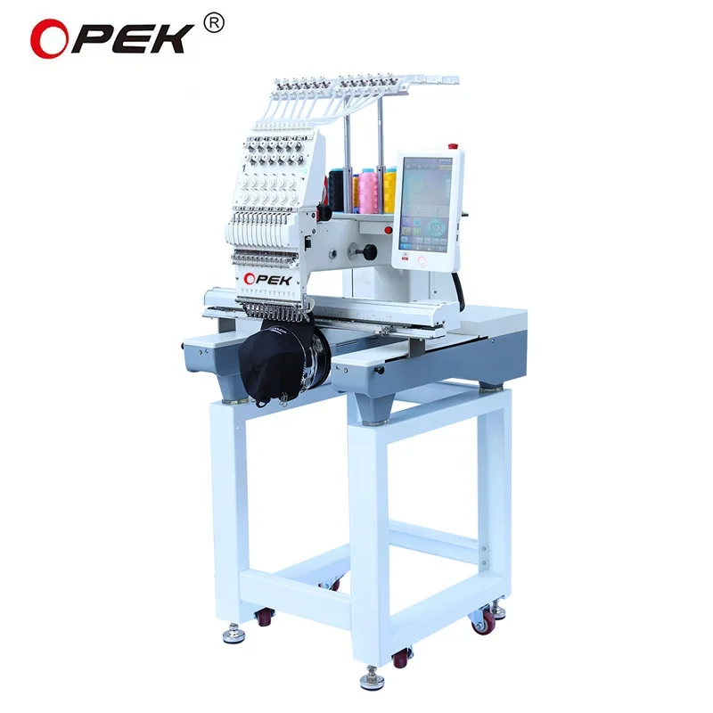 Opek New Single Head 12/15 Needles Industrial Apparel Computerized Embroidery Machine with Motor Multifunctional Home Use