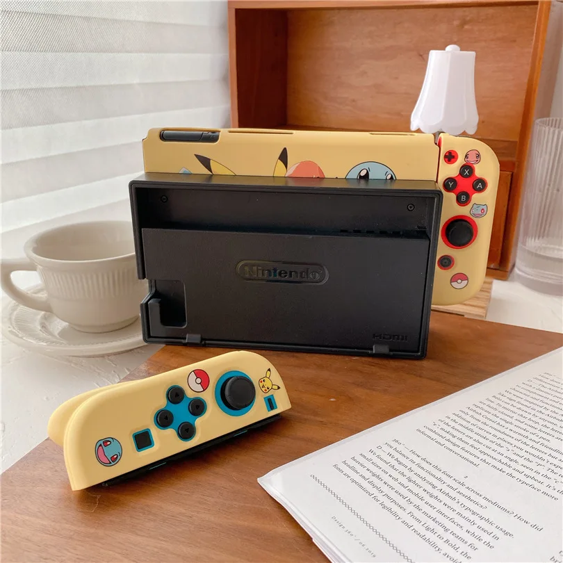 Pikachu Cartoon Soft TPU Back Protective Case For Nintendo Switch Game Console JoyCon Controller Shell Accessories