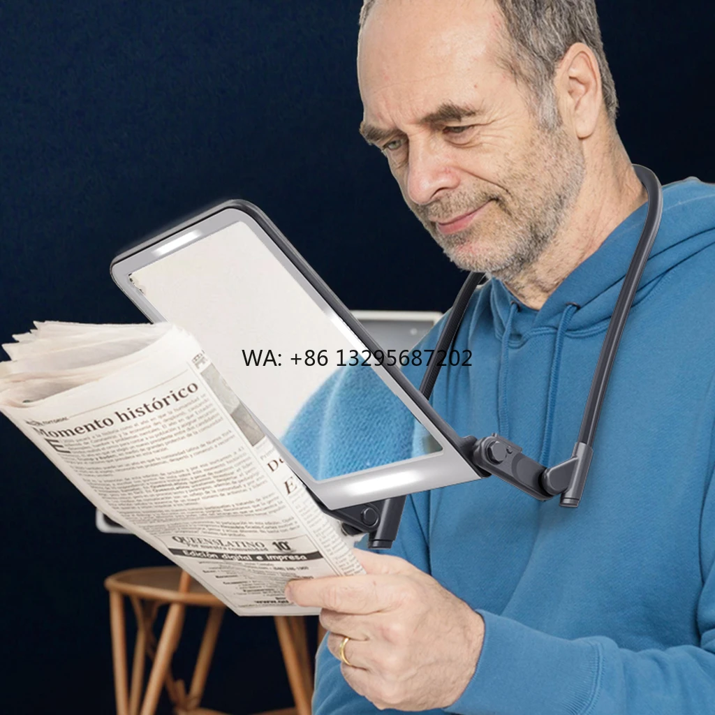 

Hands-Free Magnifying Lamp with LED Light 10X Rechargeable Neckband Magnifier for Jewelry Repair/Reading 3 Brightness Levels