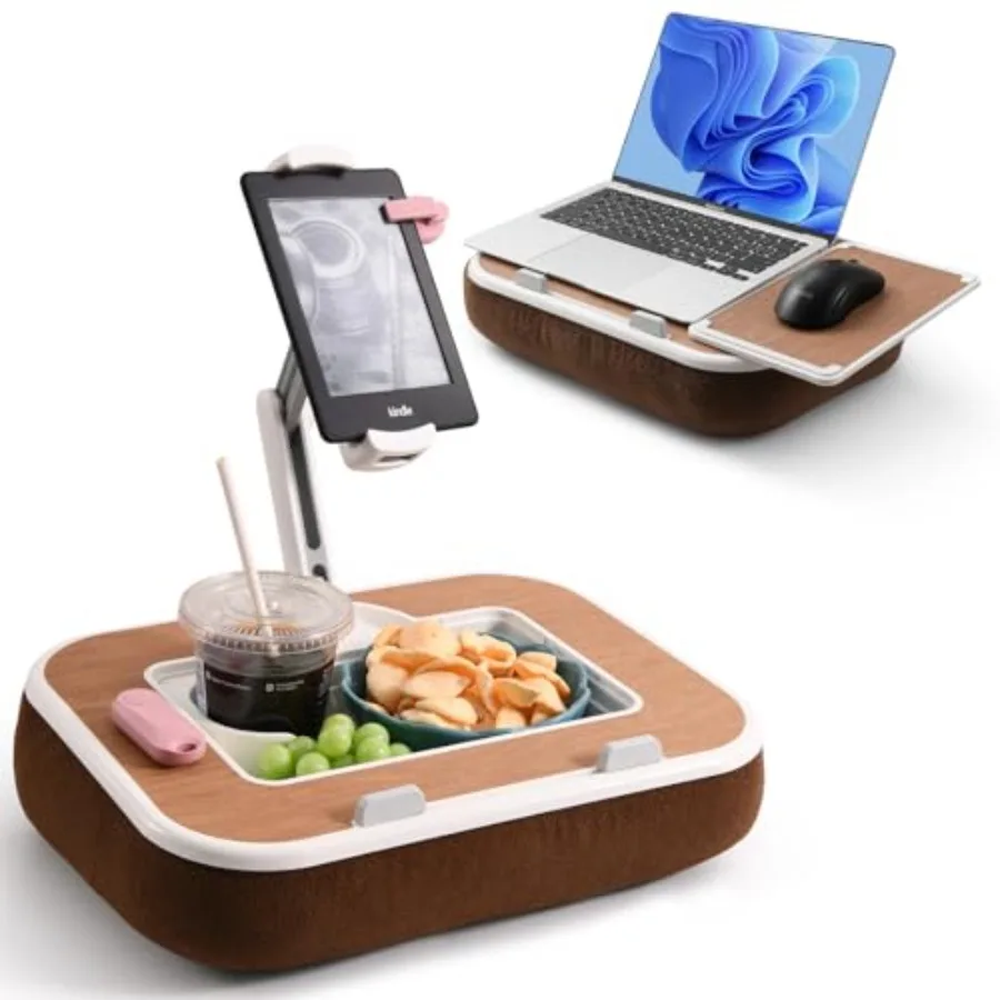 

Tablet Pillow Stand with Snack Bowl 360 Rotating Laptop Lap Desk for 4.7-13 Kindle/Tablet/Phone 11-15 Laptop Pillow Kindle Hold