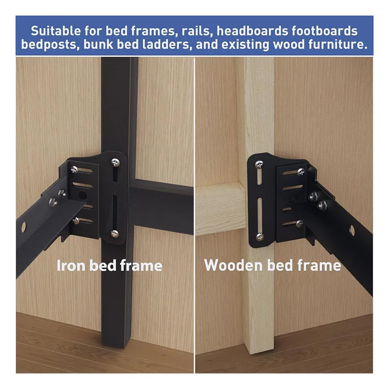 ABVA-Bed Frame Adapter Modification Brackets 2PCS Adjustable Heavy Duty Metal Connector Plates For Headboard
