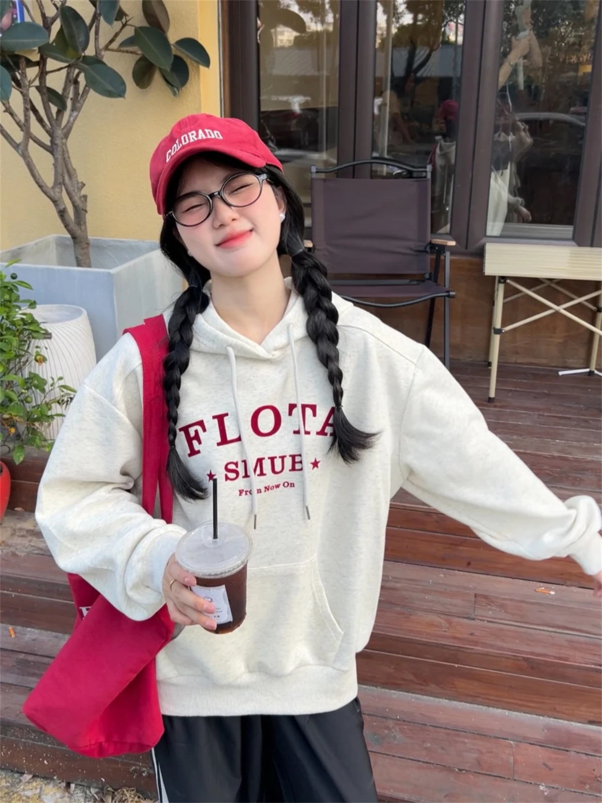

American Letter Print Hoodie Women's Spring New Lazy Style Loose Casual Long Sleeve Top Drawstring Women's Sweatshirt