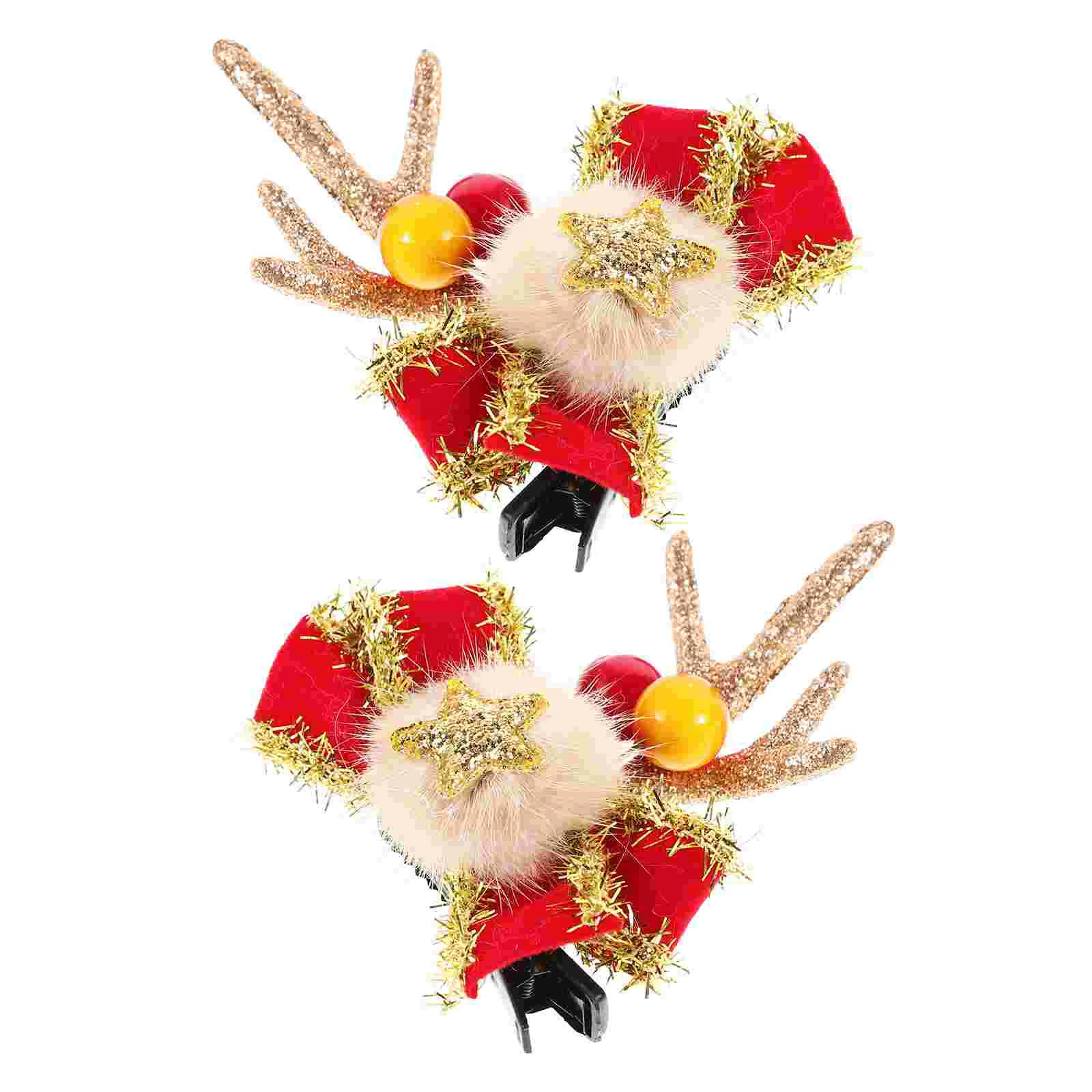 

2 Pcs Antler Hair Clip Kids Elk Horn Clips Christmas Ornaments for Cute Reindeer Antlers Accessories Cloth Xmas Child