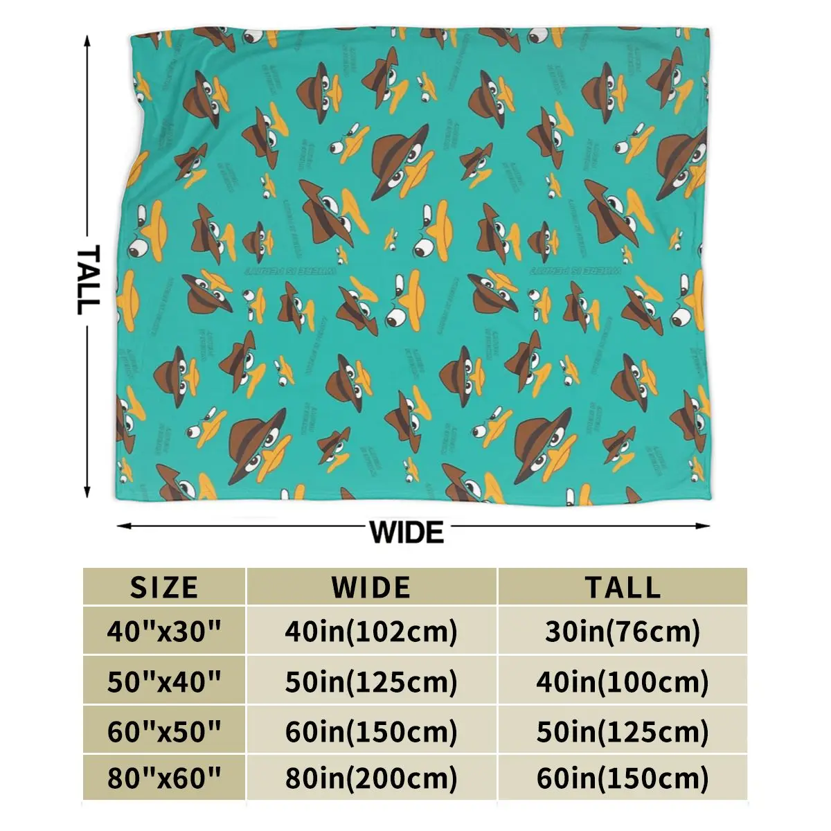 Perry The Platypus Blankets Soft Warm Flannel Throw Blanket Bedding for Bed Living room Picnic Travel Home Sofa