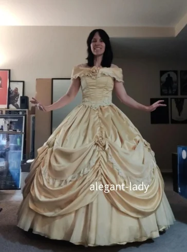 

Бальное платье принцессы на заказ, желтое винтажное вечернее платье в викторианском стиле с утиным яйцом, вечернее платье для косплея, бала-маскарада